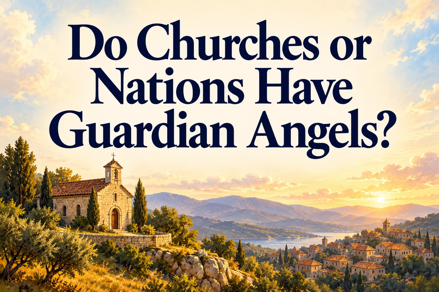 A small church and distant village rooftops on an amber hillside, beneath the article title.