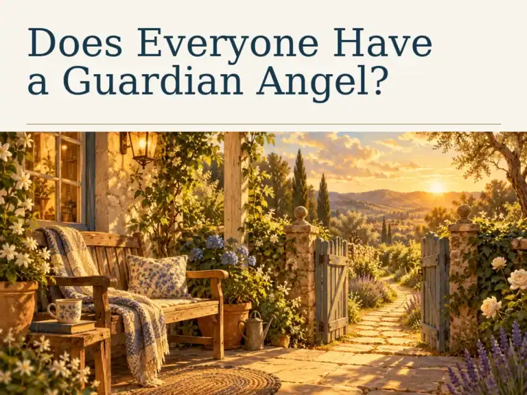 Does Everyone Have a Guardian Angel? — a warmly lit porch and open garden gate.