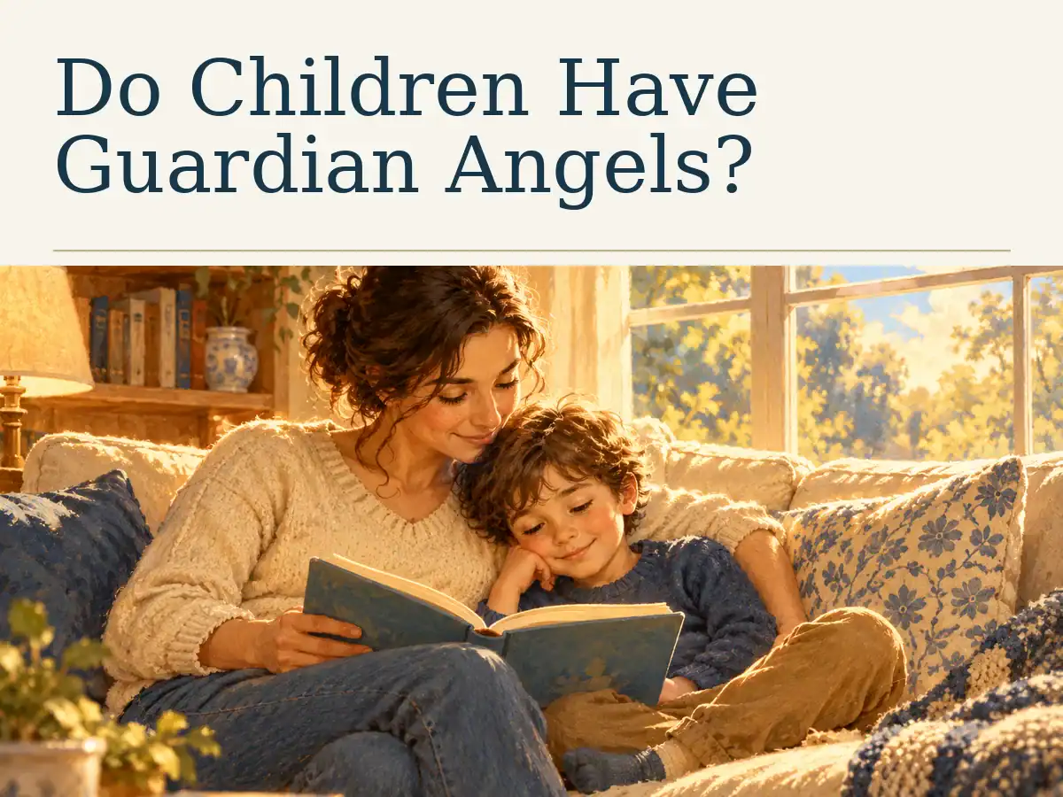 Do Children Have Guardian Angels? — a parent reading with a child on a sofa.